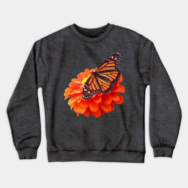 Butterfly and Zinnia Crewneck Sweatshirt by BlackSheepArts